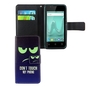 Handyh�lle Tasche f�r Wiko Sunny 2 Dont Touch My Phone Blau / Gr�n