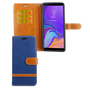 Tasche f�r Samsung Galaxy A9 2018 Jeans Cover Handy Schutz H�lle Case Blau