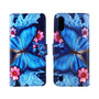 Samsung Galaxy A01 Tasche Handy H�lle Schutz-Cover Flip-Case mit Kartenfach Blauer Schmetterling