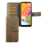 Samsung Galaxy A01 Handy H�lle Schutz-Tasche Cover Flip-Case Kartenfach Grau