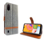 Samsung Galaxy A01 Handy H�lle Schutz-Tasche Case Cover Kartenfach Etui Wallet Grau