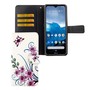 Nokia 6.2 Tasche Handy H�lle Schutz-Cover Flip-Case mit Kartenfach Lotusblume