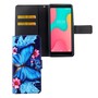 Wiko Y60 Tasche Handy H�lle Schutz-Cover Flip-Case mit Kartenfach Blauer Schmetterling