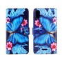 Wiko Y60 Tasche Handy H�lle Schutz-Cover Flip-Case mit Kartenfach Blauer Schmetterling