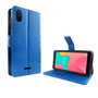 Wiko Y60 Handy H�lle Schutz-Tasche Cover Flip-Case Kartenfach Blau