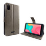 Wiko Y60 Handy H�lle Schutz-Tasche Cover Flip-Case Kartenfach Grau