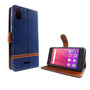 Wiko Y60 Handy H�lle Schutz-Tasche Case Cover Kartenfach Etui Wallet Blau