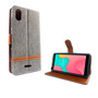 Wiko Y60 Handy H�lle Schutz-Tasche Case Cover Kartenfach Etui Wallet Grau