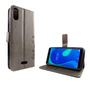 Wiko Y80 Handy H�lle Schutz-Tasche Cover Flip-Case Kartenfach Grau