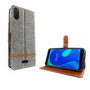 Wiko Y80 Handy H�lle Schutz-Tasche Case Cover Kartenfach Etui Wallet Grau