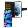Samsung Galaxy S21 Plus Tasche Handy H�lle Schutz-Cover Flip-Case mit Kartenfach Blauer Schmetterling