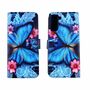 Samsung Galaxy S21 Plus Tasche Handy H�lle Schutz-Cover Flip-Case mit Kartenfach Blauer Schmetterling