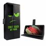 Samsung Galaxy S21 Ultra Tasche Handy H�lle Schutz-Cover Flip-Case mit Kartenfach Dont touch my phone
