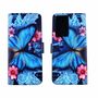 Samsung Galaxy S21 Ultra Tasche Handy H�lle Schutz-Cover Flip-Case mit Kartenfach Blauer Schmetterling