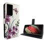 Samsung Galaxy S21 Ultra Tasche Handy H�lle Schutz-Cover Flip-Case mit Kartenfach Lotusblume