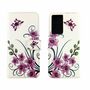 Samsung Galaxy S21 Ultra Tasche Handy H�lle Schutz-Cover Flip-Case mit Kartenfach Lotusblume