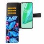 OnePlus 9 Tasche Handy H�lle Schutz-Cover Flip-Case mit Kartenfach Blauer Schmetterling