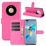 Huawei Mate 40 Pro Tasche Handy H�lle Schutz-Cover Flip-Case mit Kartenfach Rosa