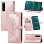 Sony Xperia 5 III Tasche Handy H�lle Schutz-Cover Flip-Case mit Kartenfach Rosa