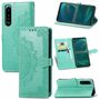 Sony Xperia 5 III Tasche Handy H�lle Schutz-Cover Flip-Case mit Kartenfach Gr�n