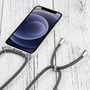 Apple iPhone 13 mini Handykette Cover H�lle mit Band zum umh�ngen Kordel Grau
