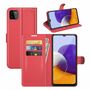 Samsung Galaxy A22 5G Handyh�lle Schutztasche Wallet Cover 360 Case Etuis Rot
