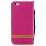 Tasche f�r Apple iPhone 6s Plus Jeans Cover Handy Schutz H�lle Case Pink