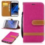 Tasche f�r Samsung Galaxy S7 Jeans Cover Handy Schutz H�lle Case Pink