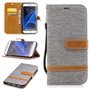 Tasche f�r Samsung Galaxy S7 Edge Jeans Cover Handy Schutz H�lle Case Grau