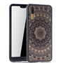 Handy H�lle Mandala f�r Huawei P20 Design Case Schutzh�lle Motiv Kreis Cover Tasche Bumper Schwarz