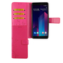 HTC U12+ Plus Handy Hlle Schutz-Tasche Cover Flip-Case Kartenfach Pink