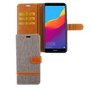 Huawei Honor 7C Handy H�lle Schutz-Tasche Case Cover Kartenfach Etui Wallet Grau