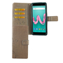 Wiko Lenny 5 Handy H�lle Schutz-Tasche Cover Flip-Case Kartenfach Grau