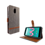 Wiko Lenny 5 Handy H�lle Schutz-Tasche Case Cover Kartenfach Etuis Wallet Grau