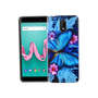 Wiko Lenny 5 Handy H�lle Schutz-Case Cover Bumper Schmetterling Blau