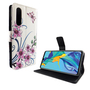 Huawei P30 Tasche Handy H�lle Schutz-Cover Flip-Case mit Kartenfach Lotusblume