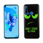 Huawei P20 Lite 2019 Handy H�lle Schutz-Case Cover Bumper Dont Touch My Phone Gr�n