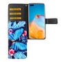 Huawei P40 Tasche Handy H�lle Schutz-Cover Flip-Case mit Kartenfach Blauer Schmetterling