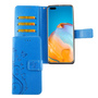 Huawei P40 Pro Handy H�lle Schutz Tasche Cover Flip Case Kartenfach Blau