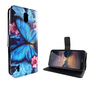 Nokia 1.3 Tasche Handy H�lle Schutz-Cover Flip-Case mit Kartenfach Blauer Schmetterling