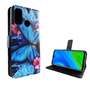 Huawei P smart 2020 Tasche Handy H�lle Schutz-Cover Flip-Case mit Kartenfach Blauer Schmetterling