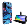 Huawei Y6P Tasche Handy H�lle Schutz-Cover Flip-Case mit Kartenfach Blauer Schmetterling