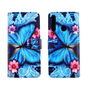 Huawei Y6P Tasche Handy H�lle Schutz-Cover Flip-Case mit Kartenfach Blauer Schmetterling