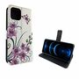 Apple iPhone 12 / 12 Pro Tasche Handy H�lle Schutz-Cover Flip-Case mit Kartenfach Lotusblume
