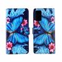 Samsung Galaxy Note 20 Tasche Handy H�lle Schutz-Cover Flip-Case mit Kartenfach Blauer Schmetterling