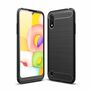 Samsung Galaxy A01 TPU Case Carbon Fiber Optik Brushed Schutz H�lle Schwarz