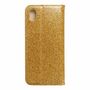 Huawei Y5 (2019) Tasche Handy H�lle Schutz Cover mit Kartenfach Glitzer Gold