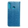 Huawei P40 Lite E Tasche Handy H�lle Schutz Cover mit Kartenfach Glitzer Blau