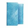 Huawei P40 Lite E Tasche Handy H�lle Schutz Cover mit Kartenfach Glitzer Blau