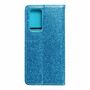 Huawei P40 Tasche Handy H�lle Schutz Cover mit Kartenfach Glitzer Blau